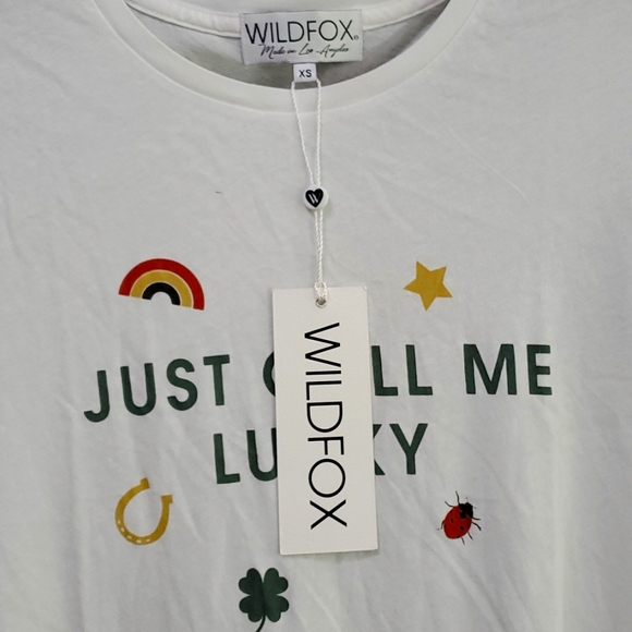 Wildfox Couture Lucky Charm Manchester Tee, "JUST CALL ME LUCKY", Size XSMALL - Picture 5 of 8
